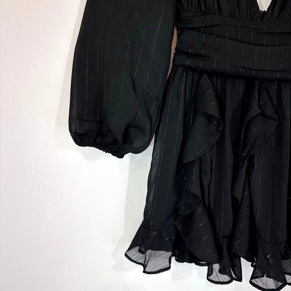 NWT Revolve NBD Anya Mini Dress | Black Silver Metallic | SZ XXS - Picture 7 of 12